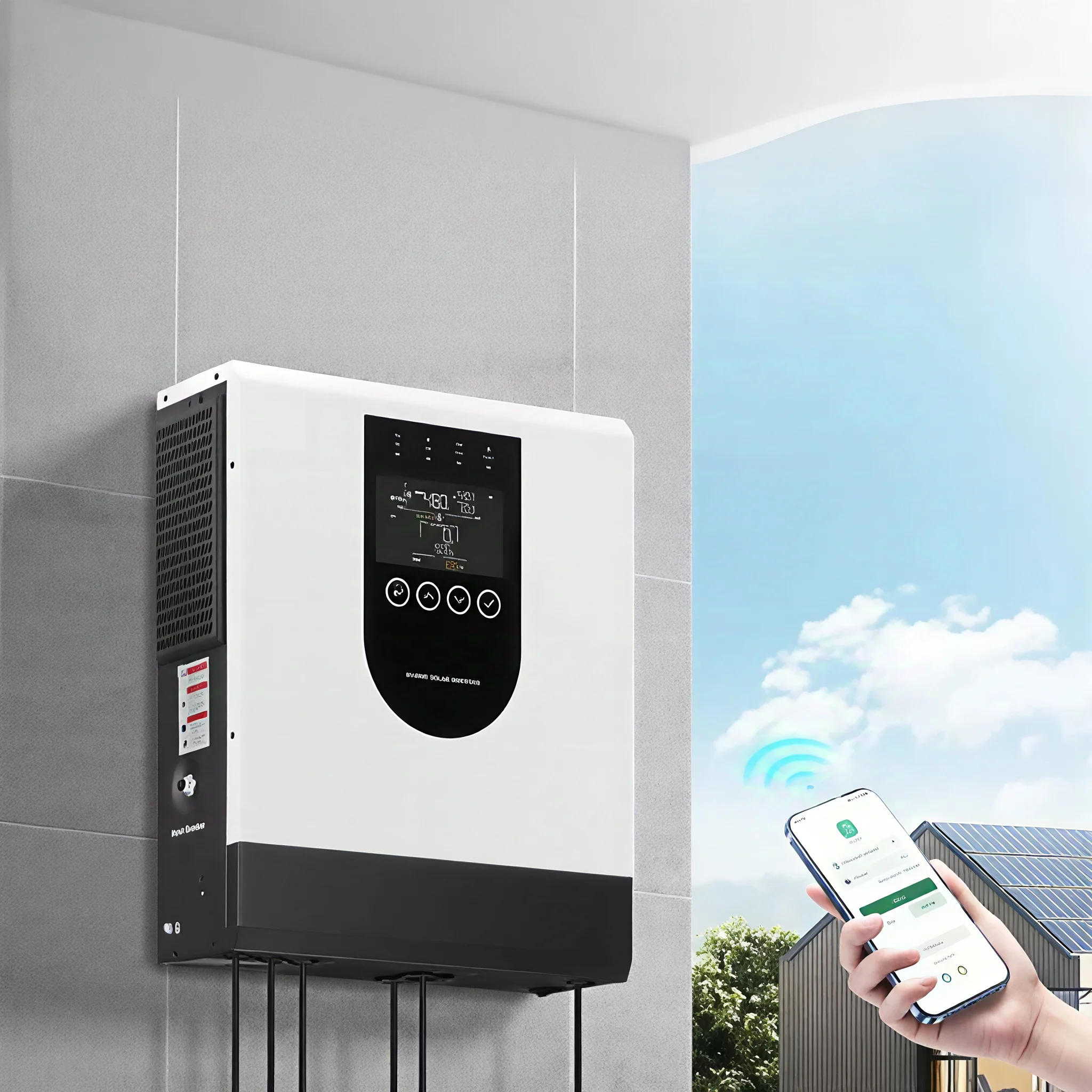 

6KW 48V Hybrid Solar Inverter With Solar Charge Controller 22OV For Home Use System High Efficiency Solar Panel Inverter