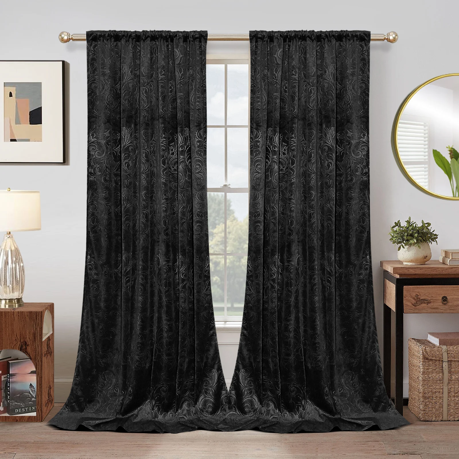 2-panelen fluwelen verduisteringsgordijnen voor slaapkamer woonkamer kerstgordijnen staafzak zachte thermisch geïsoleerde raamgordijnen