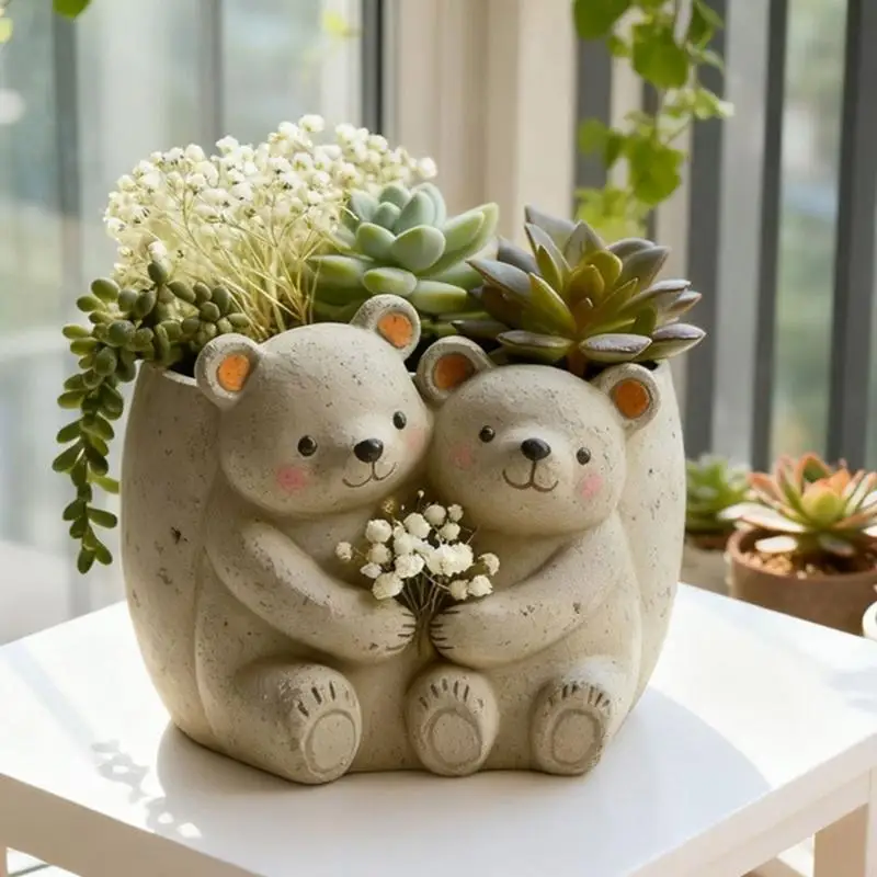 

91AF Гибкий цветочный горшок в форме медведя силиконовая форма для ювелирных аксессуаров и украшений ручной работы