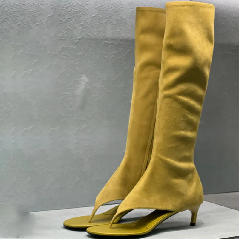 Ladies' Spring and Summer New Slim Heel Pinch Toe Knee Length Cool Boots, Fashionable Side Zipper Mid Length Women's Boots image 4
