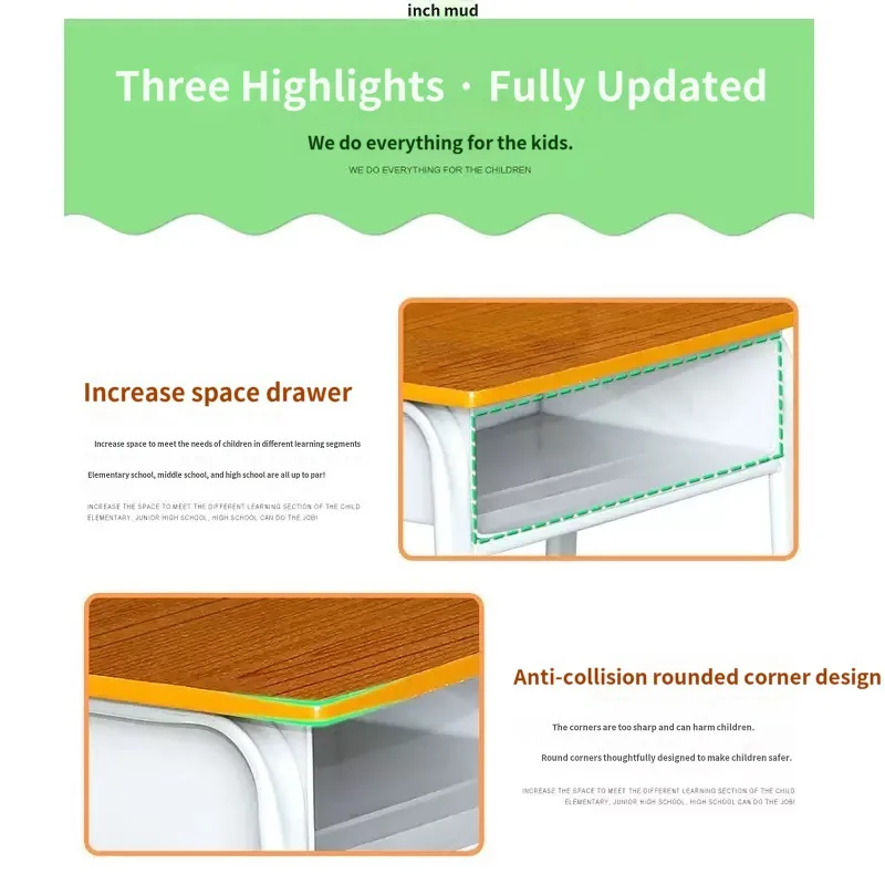 مخصص الحديثة الحد الأدنى مكتب طالب واحد كرسي كتاب درج صديقة للبيئة مريح أثاث الفصول الدراسية المعدنية للمدرسة #4