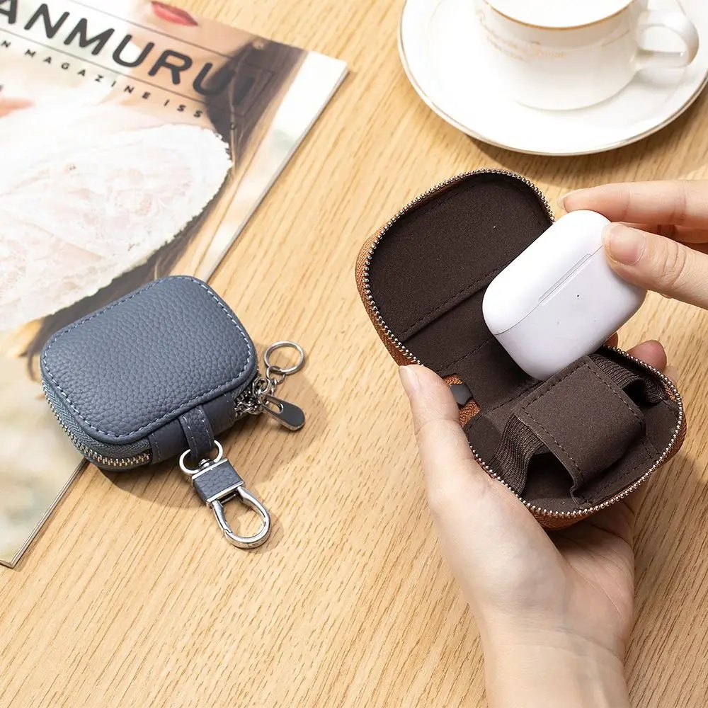 

Lipstick Earphone Pouch Coin Purse Keychain Makeup Storage Card Holder Key Case Purse Solid Color Leather Wallet Shopping