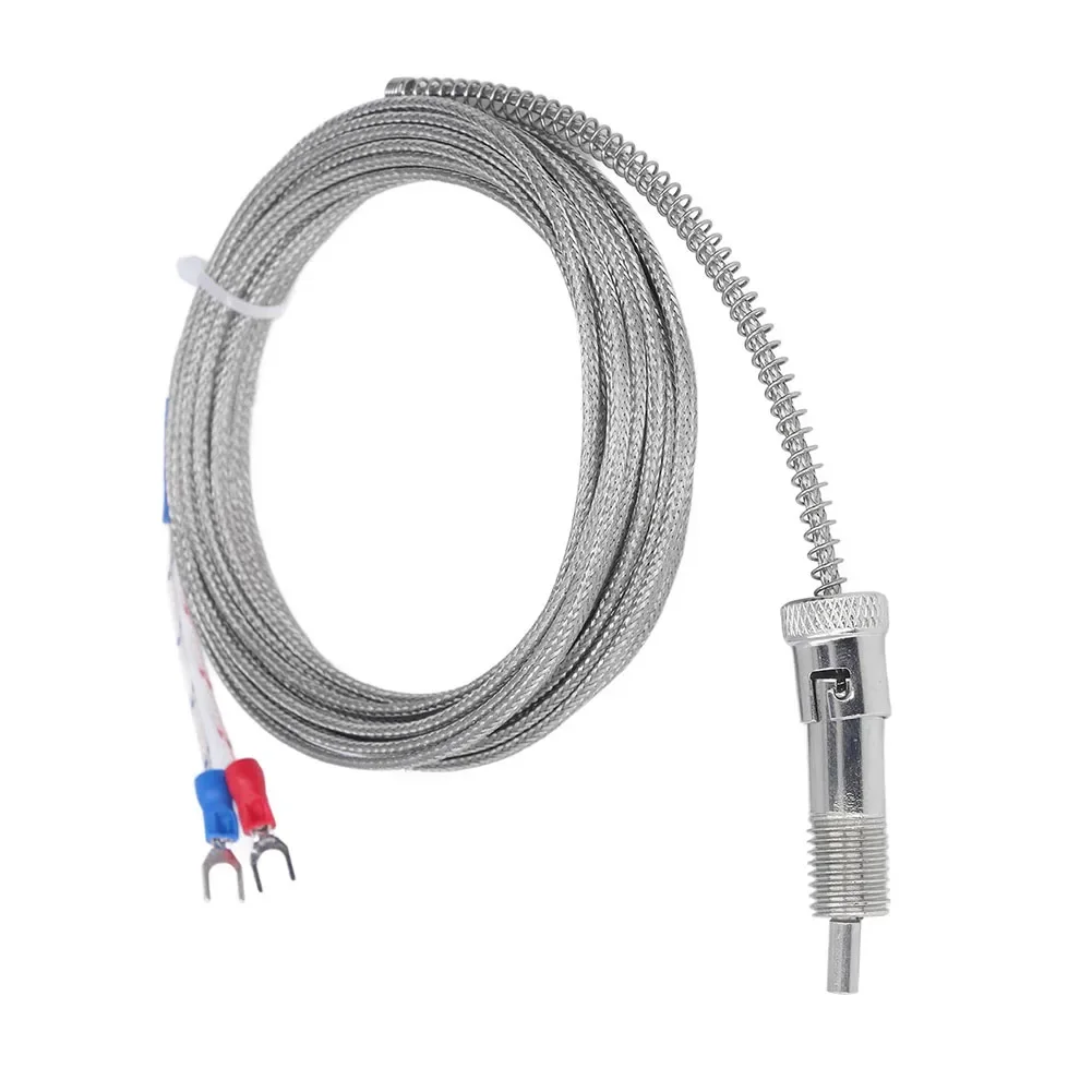 K Type Thermocouple Compression Spring Temperature Sensor Probe for M12 with 0 to 400 Degree Measurement Range