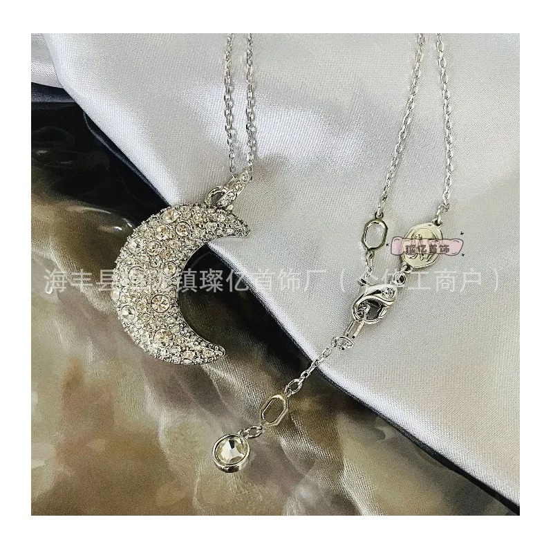 

Shijia's New Austrian Crystal Inlaid with Diamonds, Moon Pendant, Accessories, Collarbone Chain, Sweater Chain Jewelry, Seiko Ve