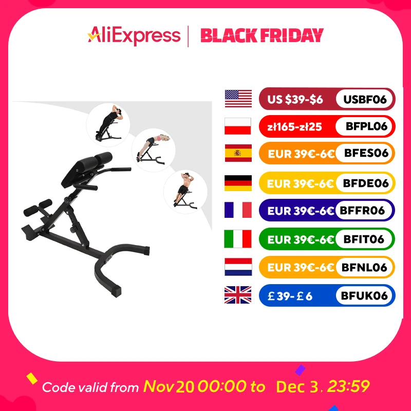 103*70*113 cm/ 40.55*27.55*44.48 in Black Home Fitness Workout Roman Chair Hyperextension Back Extension Bench Adjustable