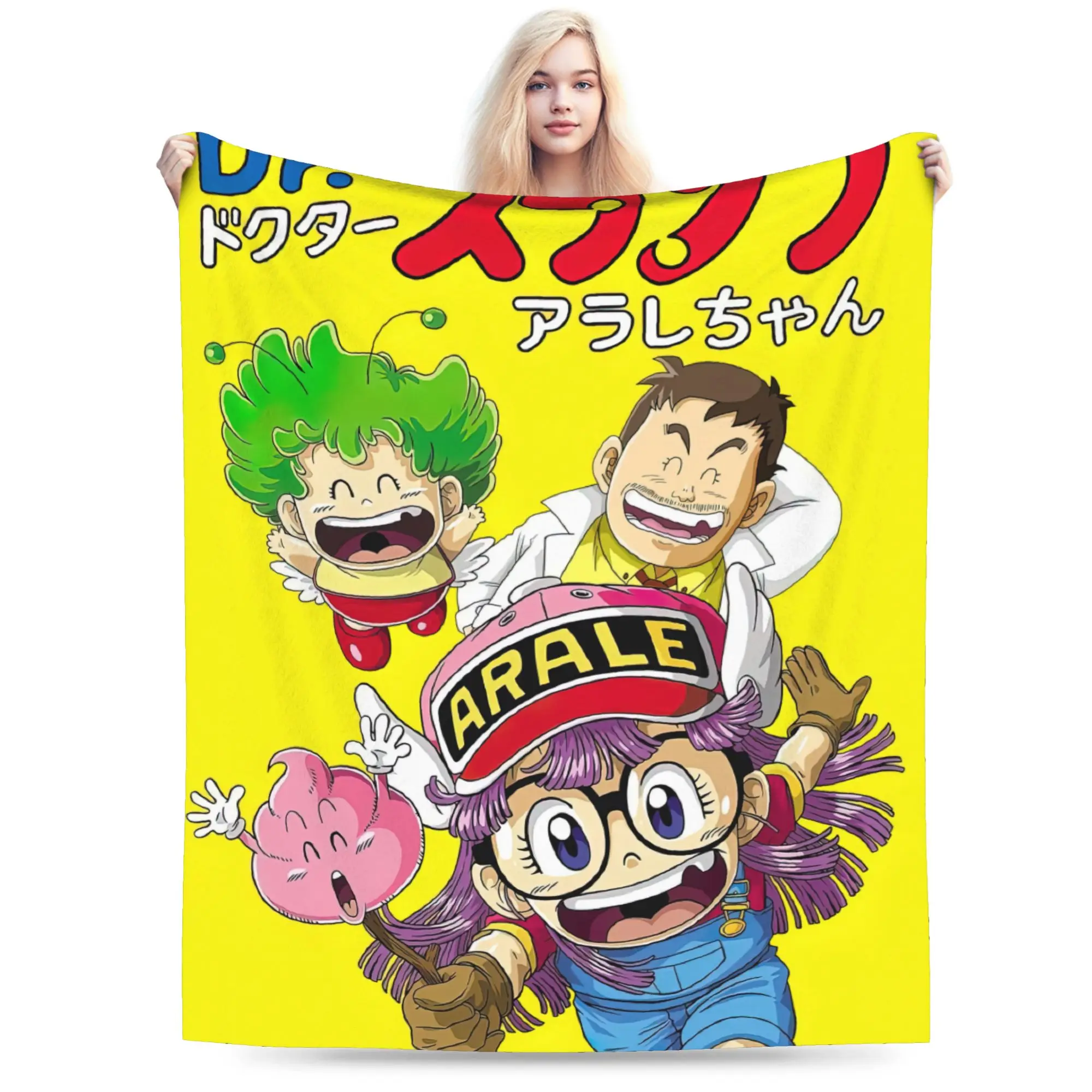 Dr Slump Arale Anime Blankets Coral Fleece Plush Print  Portable Warm Throw Blanket for Home Office Bedding Throws