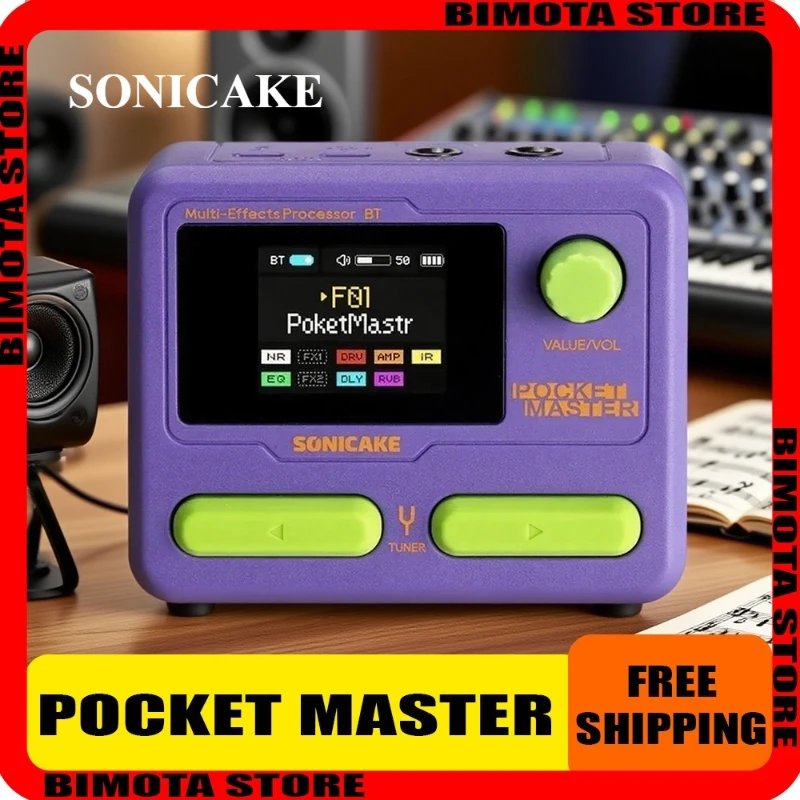 sonicake-pocket-master-amplificateur-de-basse-de-guitare-electrique-177-ecran-lcd-100-pedale-multi-effets-qme-10-machine-a-batterie-bluetooth