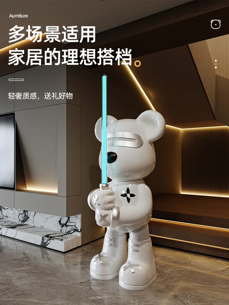 

113cm Lightsaber Bear Large Floor Ornament,Bluetooth Speaker,Living Room Floor-standing Decoration,Piggy Bank,Light Luxury Home