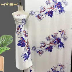 HYSK 100% real silk satin fabric 19mm true natural material lovely paint floral print by meter DIY sewing for dress scarf E3135