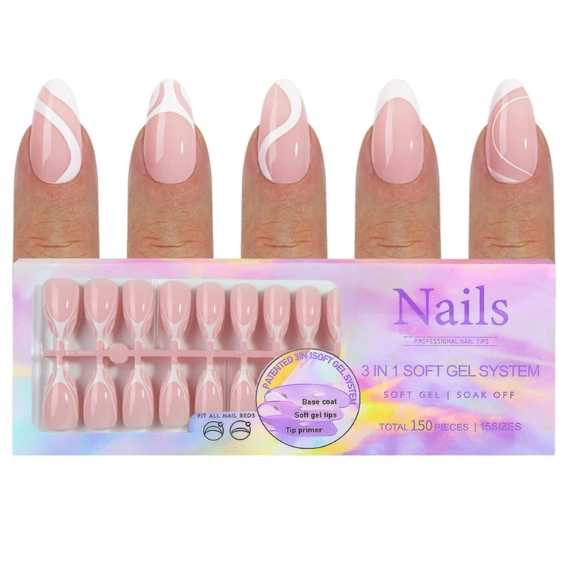 Easy Change 150-delige French Tip nagelset Praktische manicure-pers op nagels