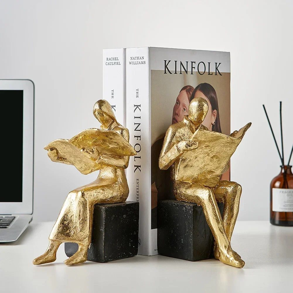 

Aesthetic Reading Statue Home Decor Artistic Study Bookshelf Ornament Simple Book End Resin Miniatures Crafts Office Accessories