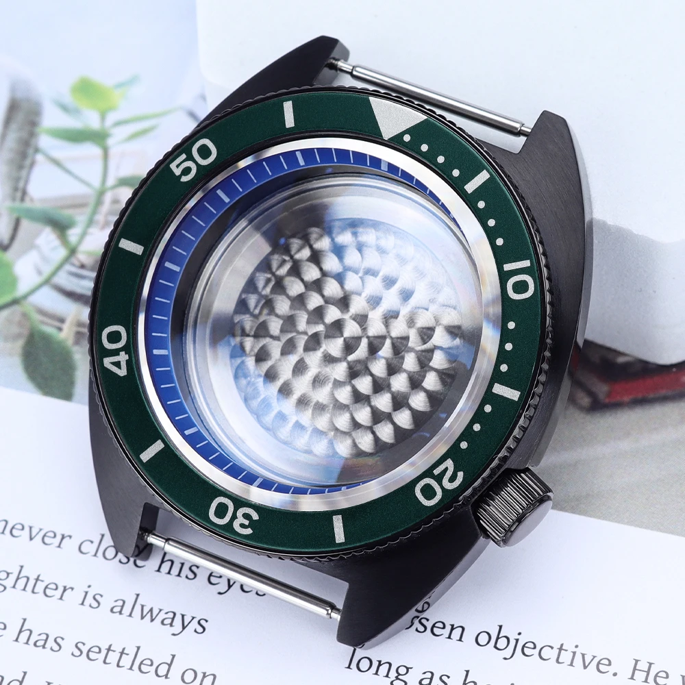 

41mm Men's Watch Case With Chapter Ring Top Waterproof Sapphire For Mod Tuna Turtle Seiko NH35 NH36 NH34/38 28.5mmDial 120Clicks