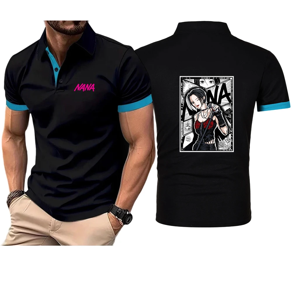 

Мужская летняя однотонная футболка-поло с коротким рукавом и принтом японского аниме «Нана Осаки», новинка 2026 года, высокое качество, приталенный крой