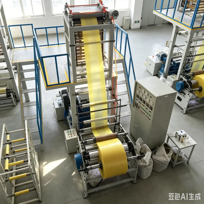 Continuous Rolling Garbage Bag Production Line With Automatic Roll Changer Device Line High Capacity Industrial Setup Machine