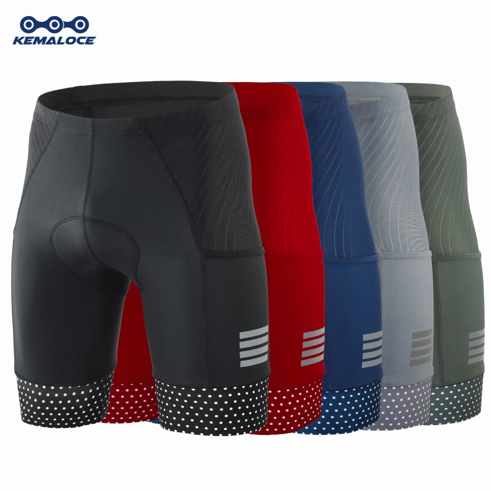 KEMALOCE Pantalón Ciclismo Hombre Negro Sólido&Gris&Rojo Verano Culotes Gel De Ciclismo Hombre Camino Carreras Comprimir Reflexivo Pantalones Cortos