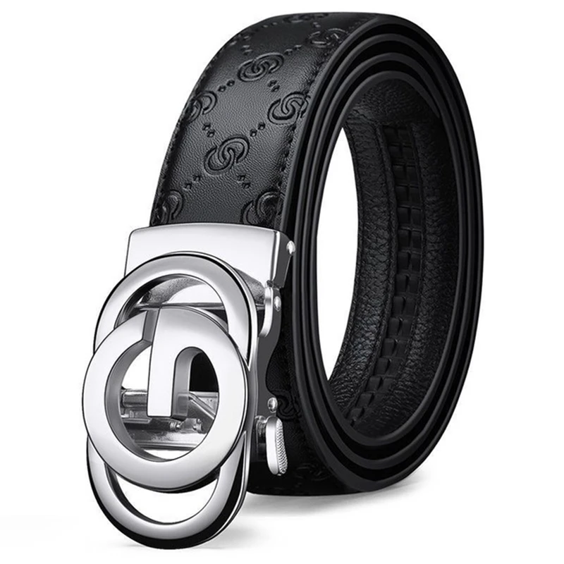 Breedte 3.4Cm Heren Riemen Luxe Beroemde Lederen Mannenriemen Voor Heren Jeans Hoge Kwaliteit Designerband Merk Gesp Riem