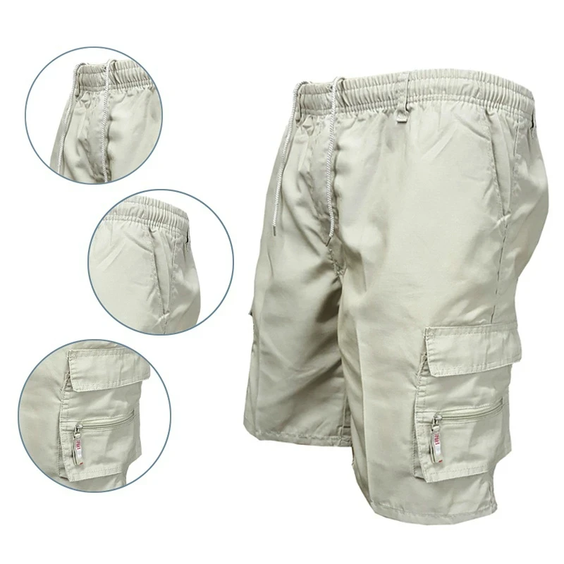 2023 New Men's Cargo Solid Shorts Mens Tactical Pants Casual Big Pocket Sports Slacks Cargo for Male