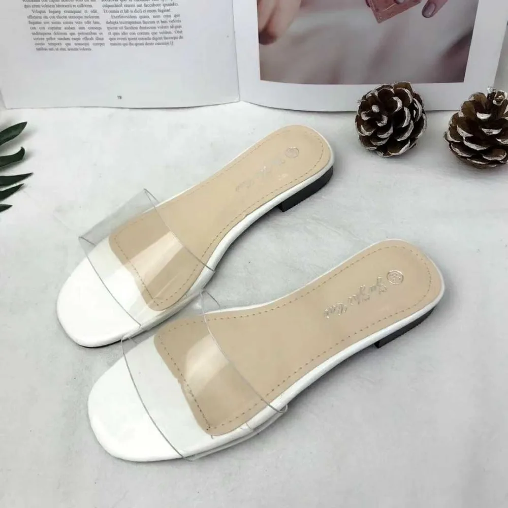 Women Transparent Black And White Slippers Open Toe Slides Summer Shoes Flattie Mixed Colors 48 34 Rome Style Fits True To Size