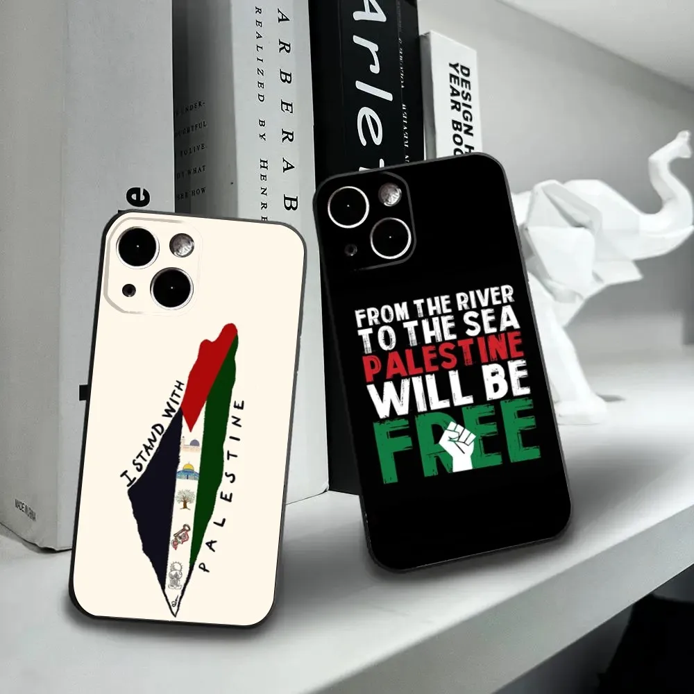 P-PalestineS-S-Flag Phone Case For iPhone16,15,14,13,12 Mini 11 Pro XR,X,XS,MAX 7,8 Plus Silicone Cover Soft Black