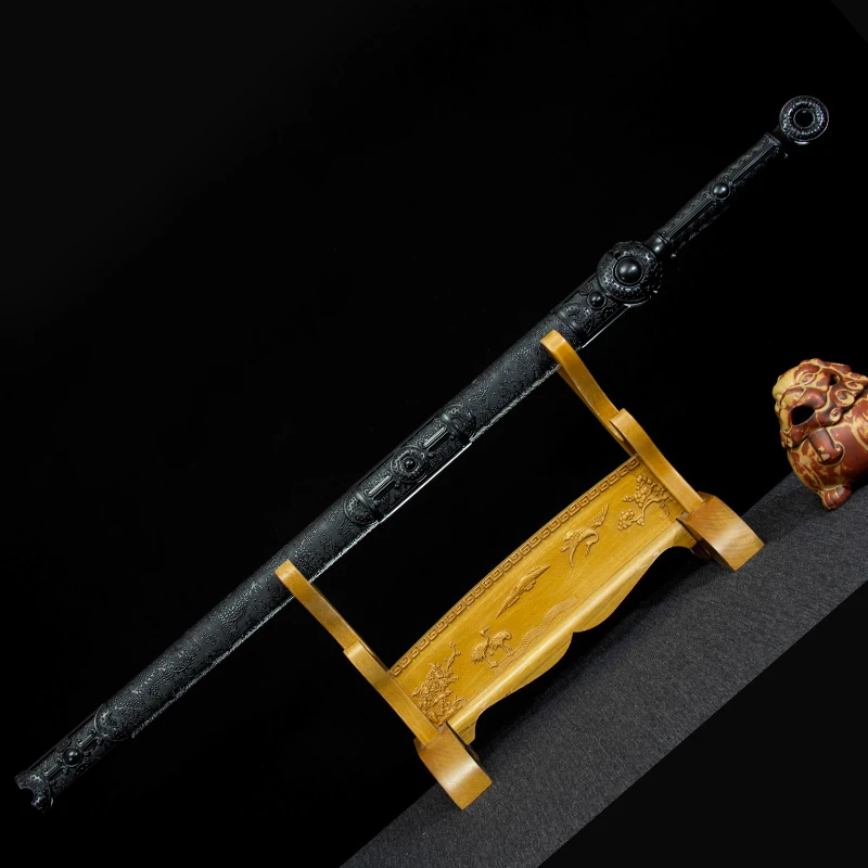 Functional Chinese Tang Sword High Manganese Steel Blade Real Full Size Sharp Ready Battle Dragon Swords Black Samurai Katanas view 6