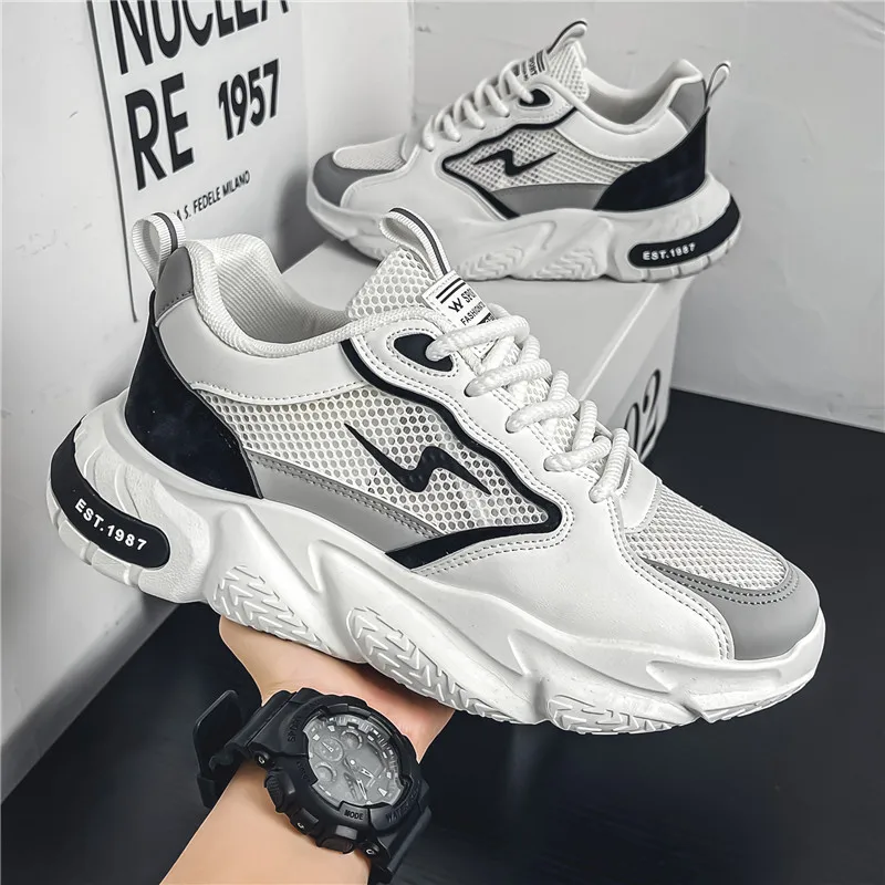 

Мужская спортивная обувь, модная Уличная обувь на толстой подошве, женская мягкая нескользящая обувь для бега, удобная мужская теннисная обувь