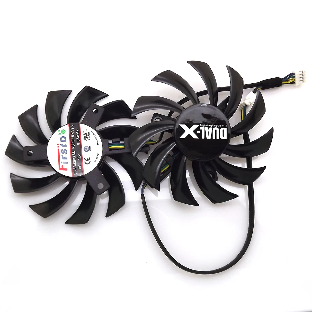 2pcs/lot FD7010H12S 75mm DC12V 0.35A Video Fan For Sapphire R9 270 R7 260X HD6950 HD7850 HD6930 Graphics Card Cooling Fan 4Pin