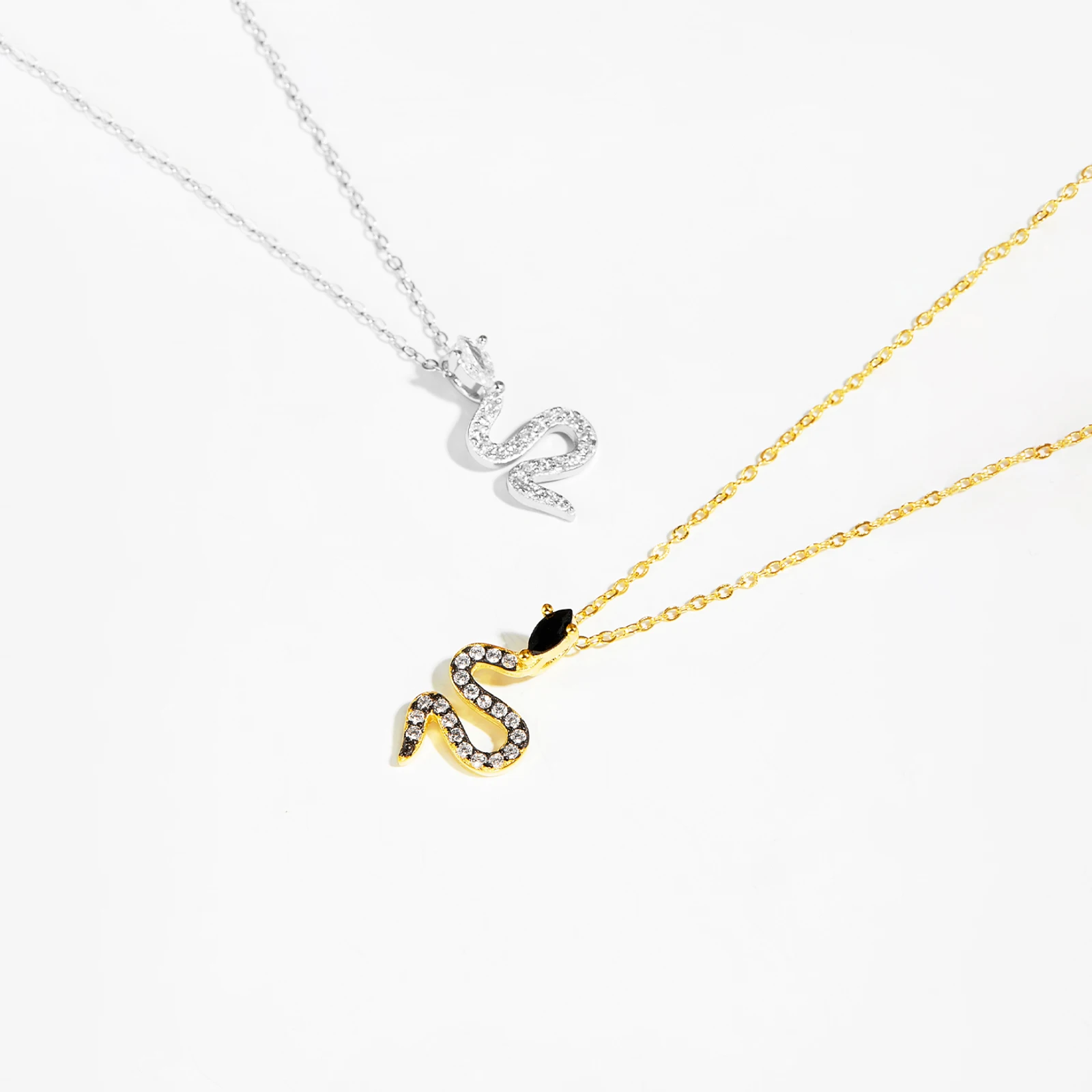 ANDYWEN 925 Sterling Silver Split Plating Snake Black Zircon Charm Chain Necklace Women Luxury Jewelry 2026 Trendy Fine Gift