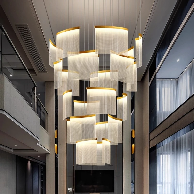 

Villa duplex building large chandelier living room chandelier loft apartment high and empty designer