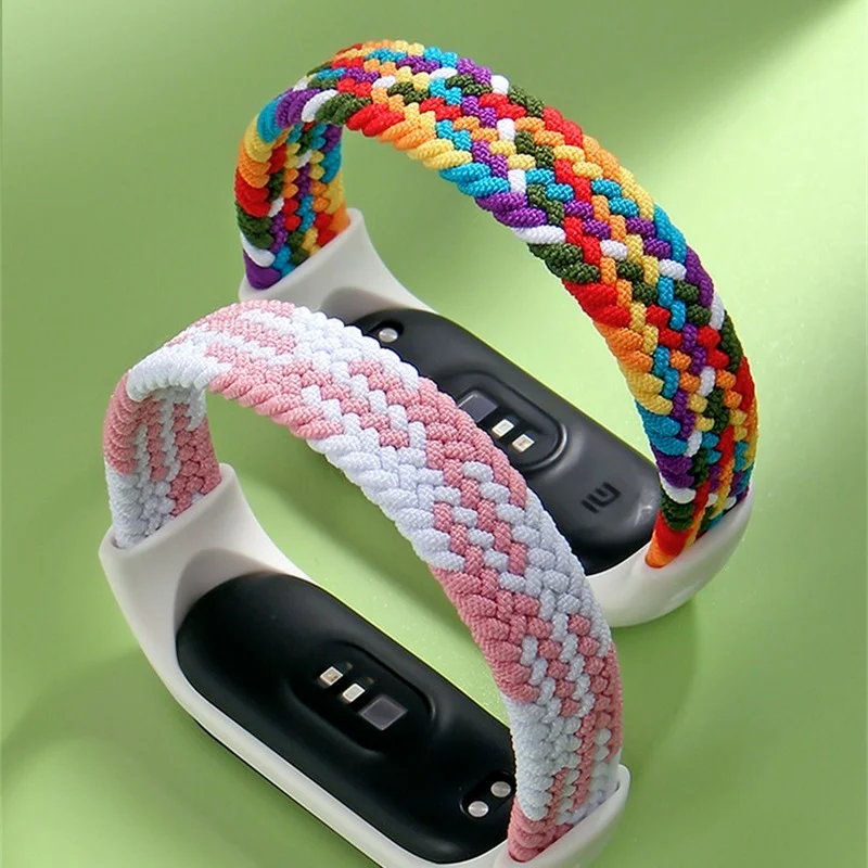 Elastic Nylon Braided Bracelet for Xiaomi Mi Band 6 5 4 3 Strap Solo Loop Fabric Replacement Wristband Strap for Mi Band 6 5 4