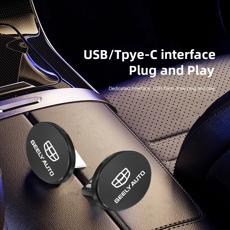 Car Logo Tiny U Disk Flash Drive Universal USB Type-C Accessories For Geely Coolray Geometry C GX3 Emgrand EC7 LC Panda X7 CK MK