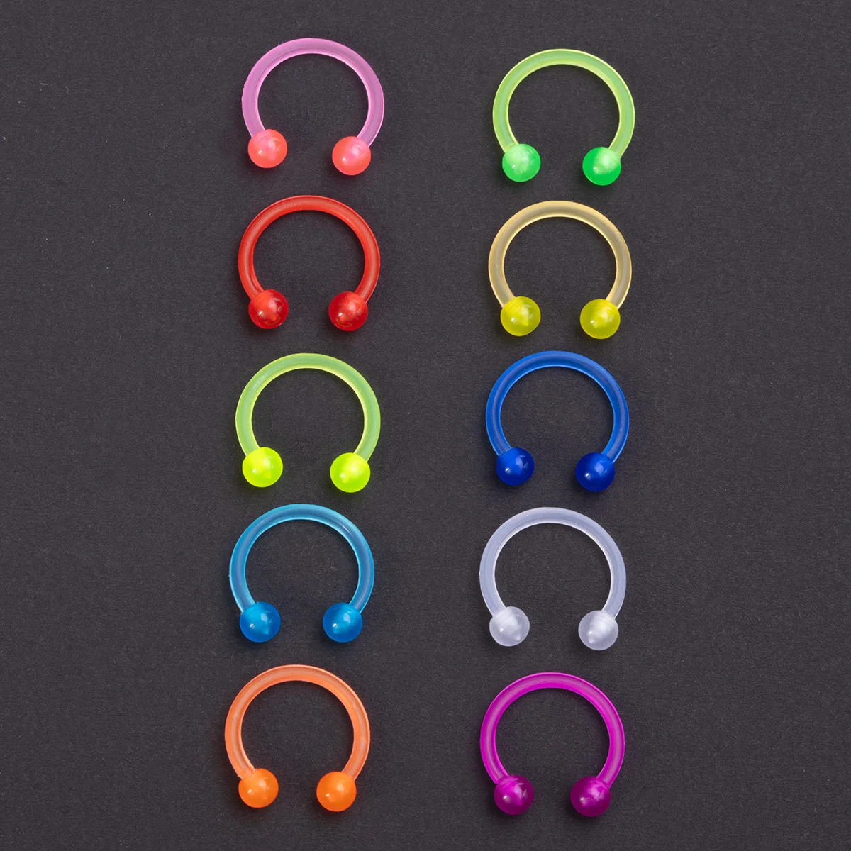 10-30 stücke leuchtende flexible Septum Piercing Ringe Acryl Hufeisen Nasenring Augenbrauen Lippen Ohrring Tragus Piercing Schmuck halter – Detail 7
