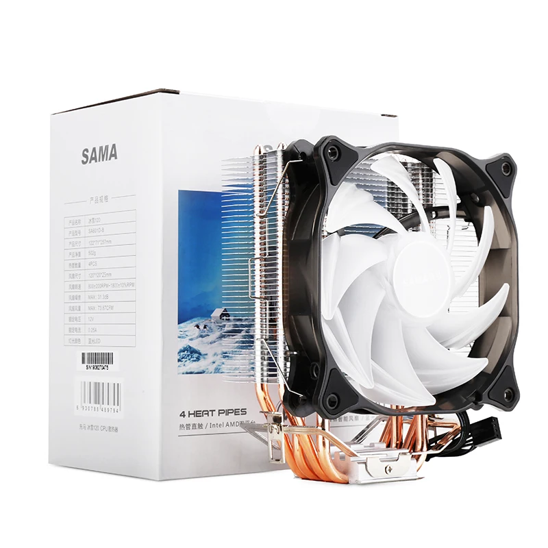 Кулер для процессора SAMA 125 Вт TDP 4Pin PWM 4 тепловые трубки для Intel LGA 1700 2011 1200 1150 X79 X99 E5 AMD AM3 AM4 Охлаждающий радиатор для ПК