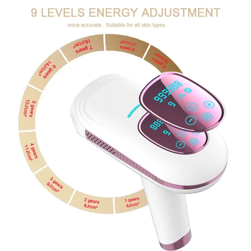 Portable Hand‑held Ice Cooling IPL Hair Removal Device, Painless Permanent Epilator For Whole‑Body Home Use