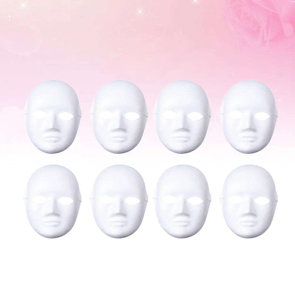 8 Pcs Paper Mache Mask White Blank Masks to Decorate The Pulp Face Cosplay Costume Halloween