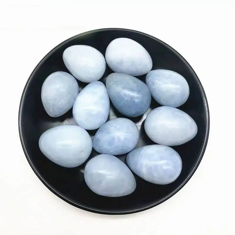 Natural Gemstone Blue Calcite Polished Celestite Egg 40mm-50mm For Sale 1pc