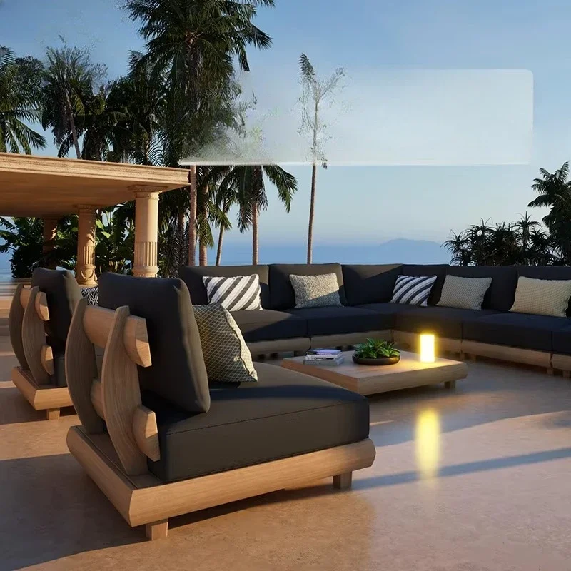 gr-All-weather Outer Squared Teak Garden Sofa Seat 70x70 Outdoor Wood Sofa Set For Garden Set Sit