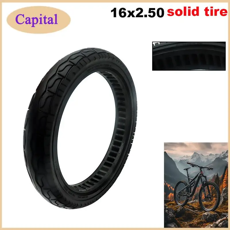 16x2.50 hollow honeycomb solid tyre mountain bike folding electric bike solid rubber tyre sturdy and durable non pneumatic tyre