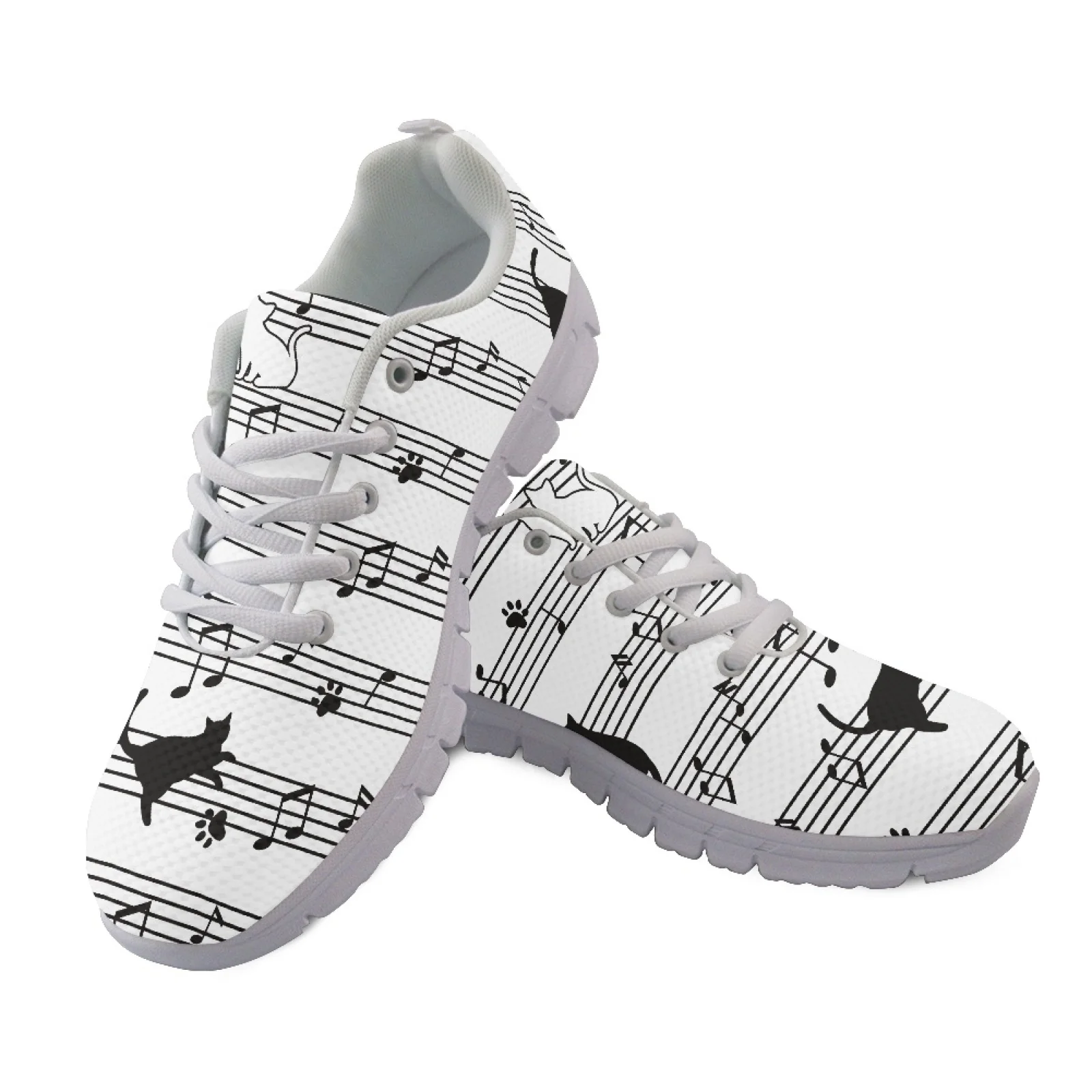 Coloranimal Musical Pattern New Arrival Fitness Shoes Mens Lace Up Athletic Trainers Low Top Running Sneaker for Women