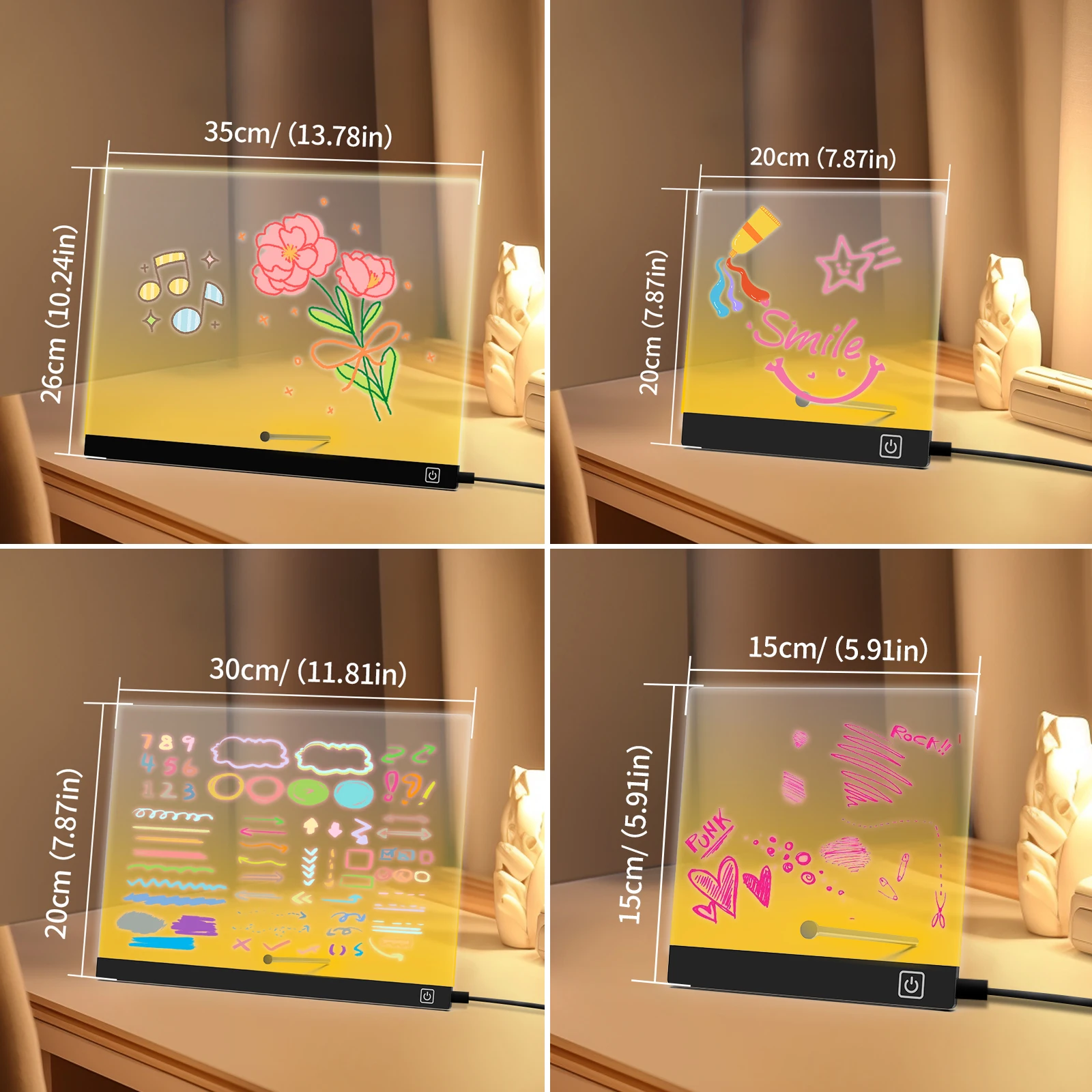 Светодиодная доска для сообщений с подставкой — в комплект входит 7 маркеров и ткань из микрофибры, доска для заметок с акриловым освещением для дома/офиса