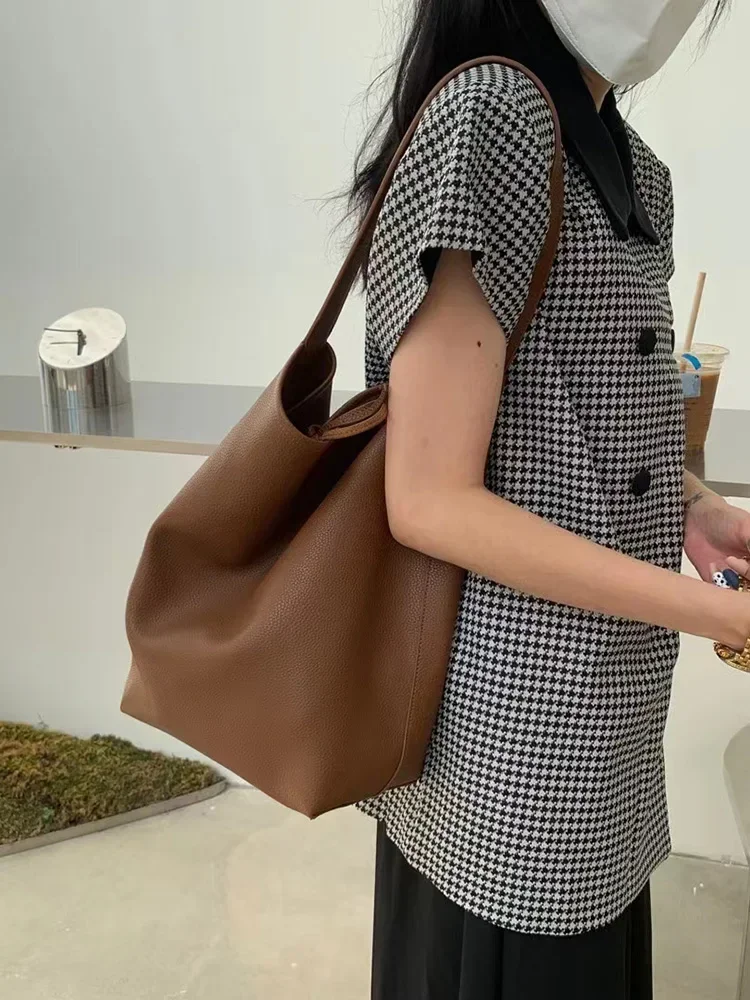 Large Capacity Handbag Shopper with Small Bag Korea Bucket Tote for Women Sling Shoulder Bag