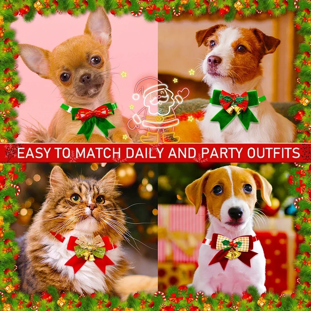 

Adjustable Dog Pets S Small Bowtie Bell Collar For With Decorate Festival Classic Accessories Christmas Gift S