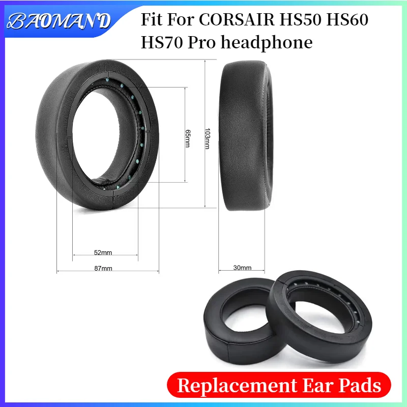 

Ear Pads Cushion For CORSAIR HS50 HS60 HS70 Pro Headphone/Replacement Earpads Soft Protein Leather Memory Sponge Earmuffs Cover