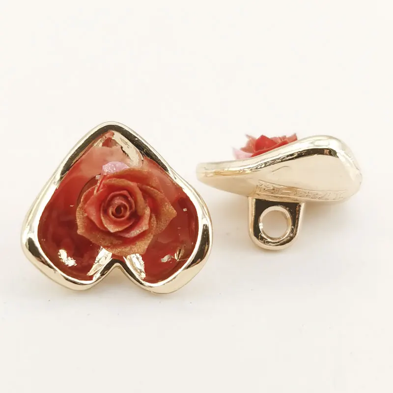 10 Stück 14 mm Mini-Herz-Blumen-Metallknöpfe für Kleidung, Hemden, Manschetten, Damenbekleidung, Zubehör, Nähzubehör, Knöpfe – Detail 4