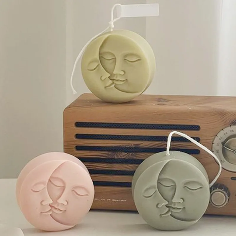 Moon Sun Face Silicone Candle Mold DIY Handmade Soap Candle Jewelry Craft Candle Mold Candle Making Supplies Home Craft Gifts