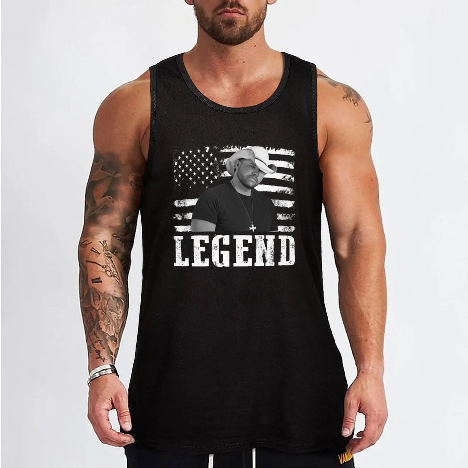 Distressed American Toby Flag Keith Music Legend Tank Top Comfort Basic Tank Top Cotton Sleeveless Daily Shirt - Detail 1