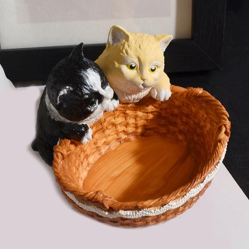 Cats Silicone Mold Resin Craft Moulds Creative Cats Basket Jewelry Holder