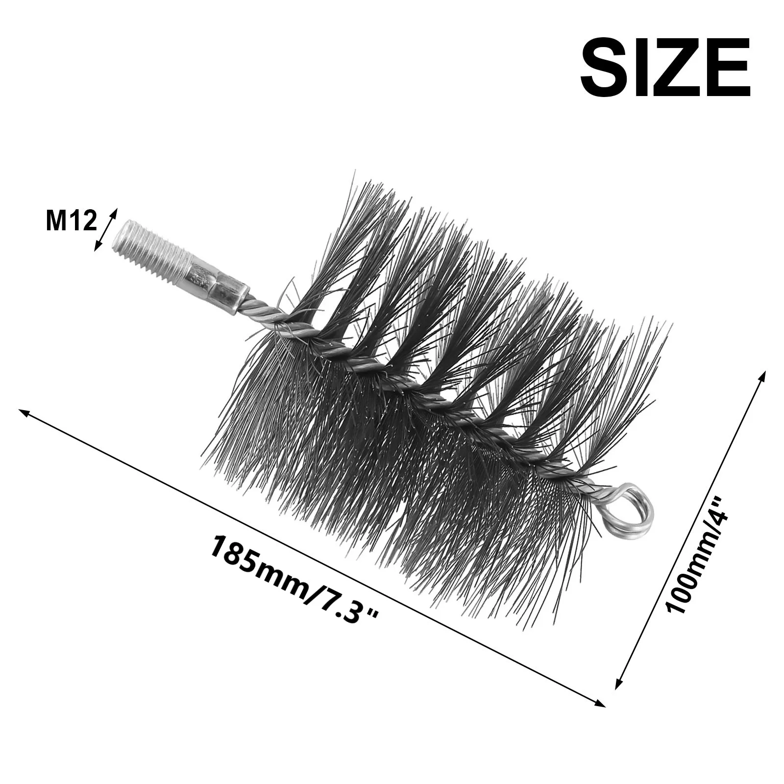 4inch Chimney Cleaning Brush Pipeline Steel Wire Brush Fireplace Flue Pipe Rust Removal Cleaner Brush Head Cleaning Tool