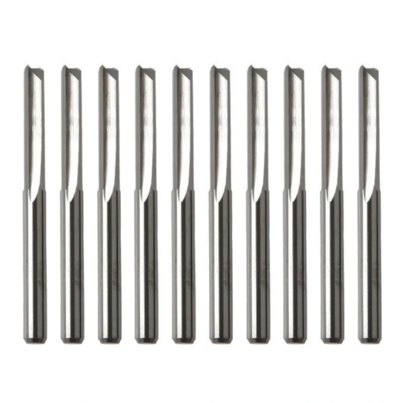 

10Pcs 3.175mm Shank 2 Flute Straight Slot Milling Cutter End Mill High Speed Steel Router Bit Engraving Bit Tool