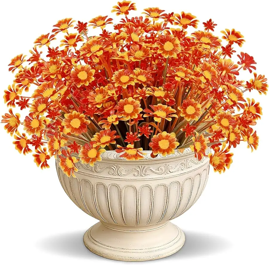 

264 Heads Artificial Fake Fall Flowers Plants Fake Mums for Outdoors Outside Fall Decorations,Faux Silk Daisy UV Resistant Look