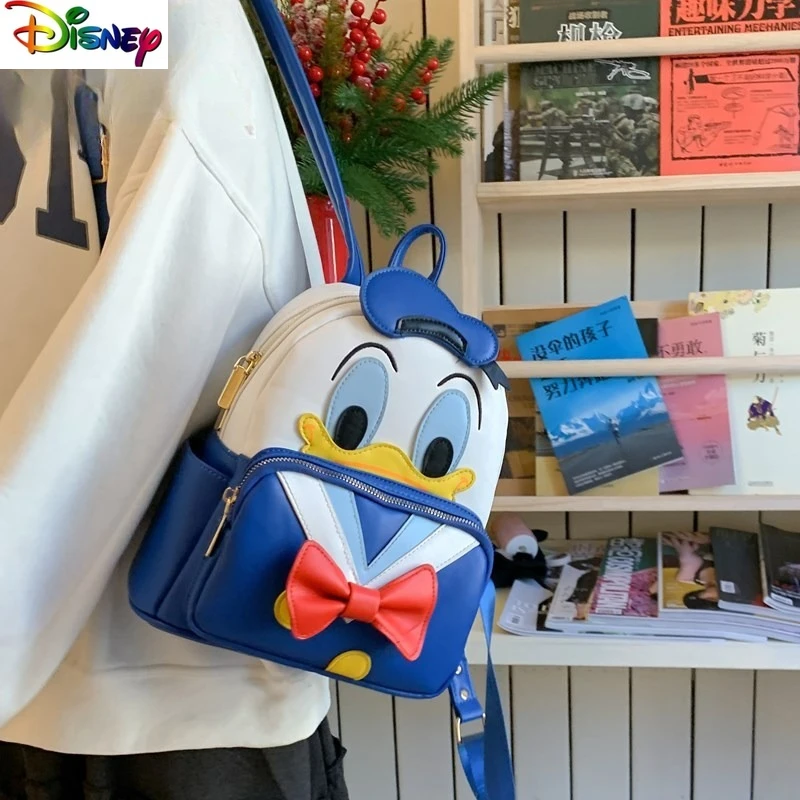 Disney Fashion High Quality PU Large Capacity Backpack Student Cute Cartoon Stitch Versatile Backpack